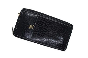Black Texture Clutch With Mobile Pouch
